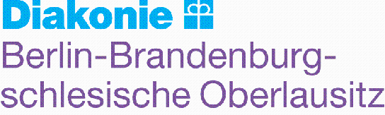 Logo: Diakonie Berlin-Brandenburg-schlesische Oberlausitz mit Kreuz.